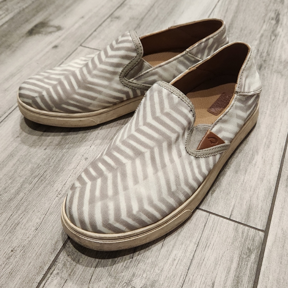 OluKai Slit & Off-White Pehuea Sneakers Women’s Fold Down Heel High Arch 6.5m
